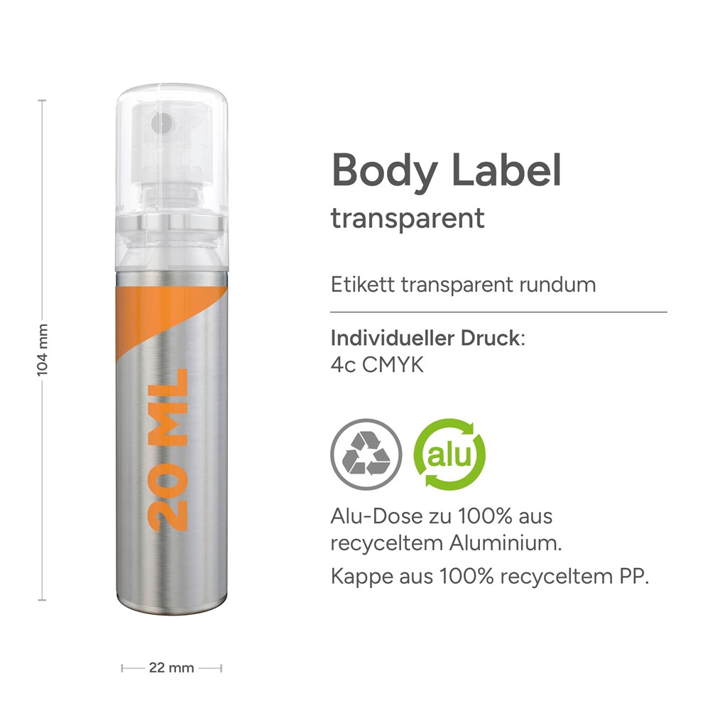 Smartphone & Arbeitsplatz-Reiniger, 20 ml, Body Label transparent