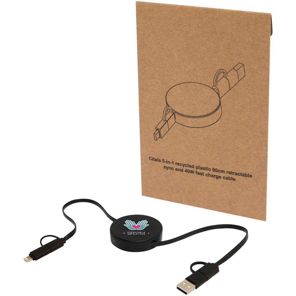 Citala 90 cm 5-in-1 Kabel aus recyceltem Kunststoff für Datenübertragung und 40W Schnellladung