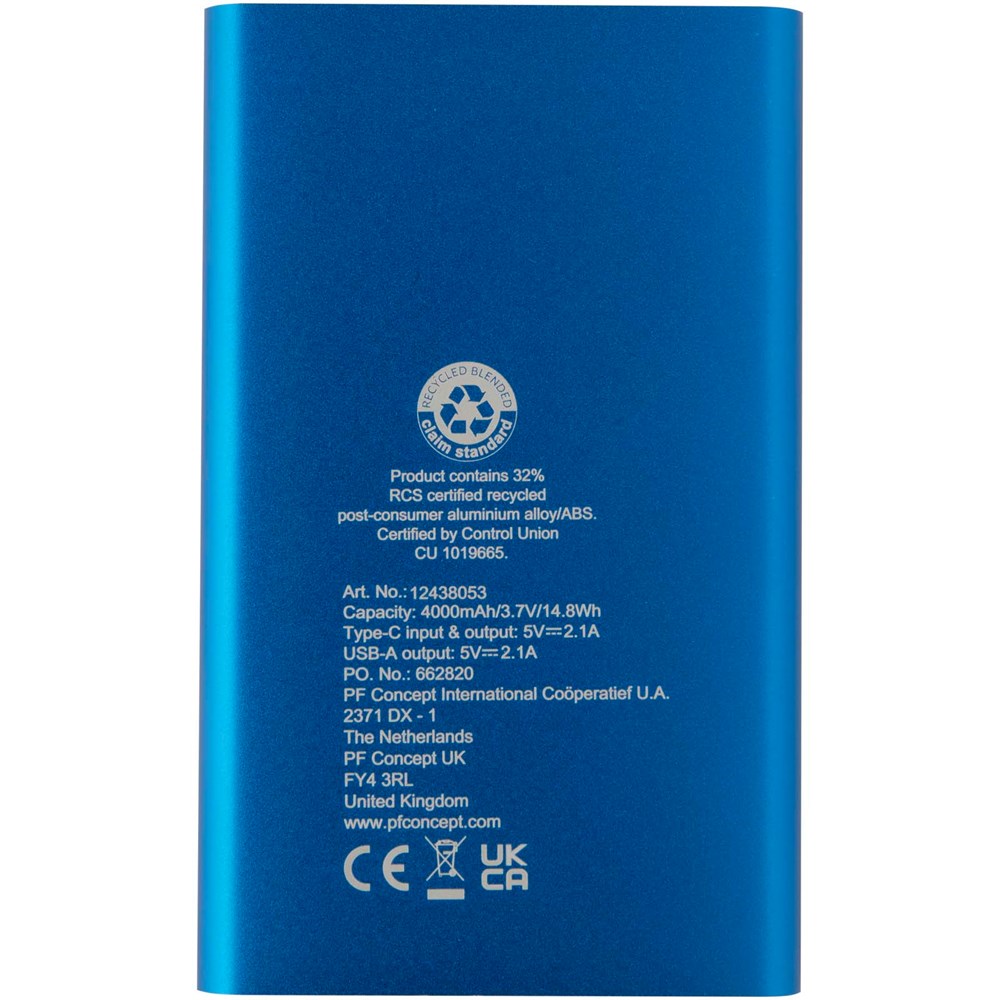 Pep 4000 mAh Type-C Powerbank aus recyceltem Aluminium 