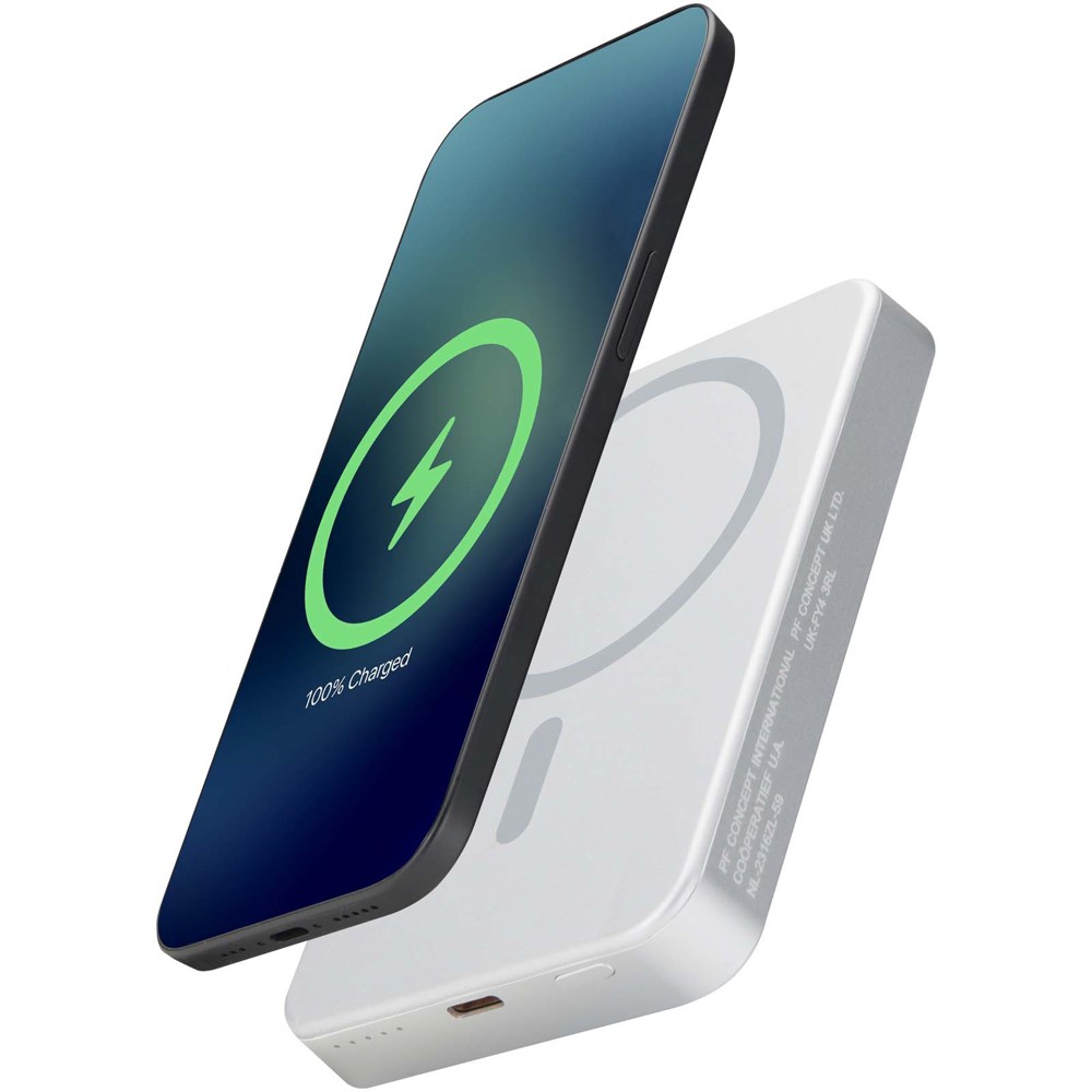 Avis 10.000 mAh RCS Powerbank aus recyceltem Aluminium mit Magnetfunktion  - Silber