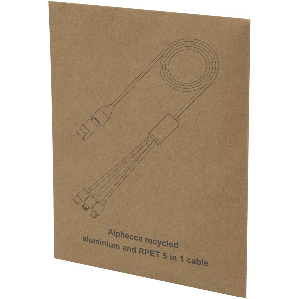 Alphecca 5-in-1-Ladekabel aus recyceltem Aluminium und RPET 